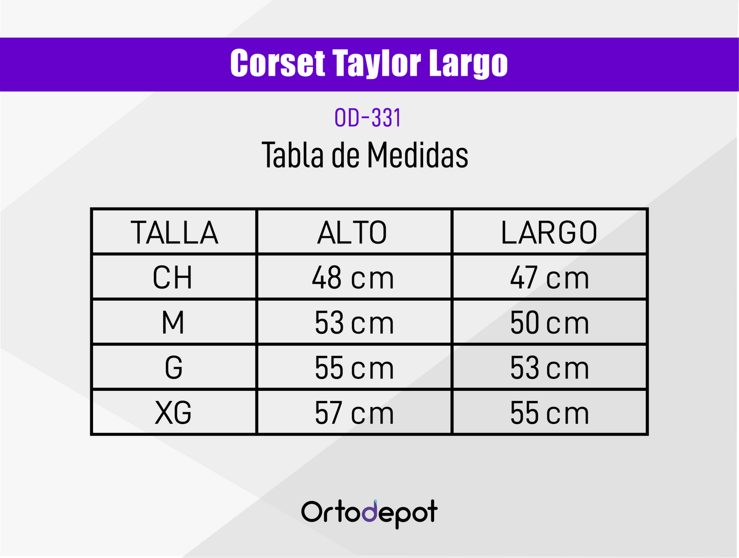 Corset Taylor Largo Aluminio