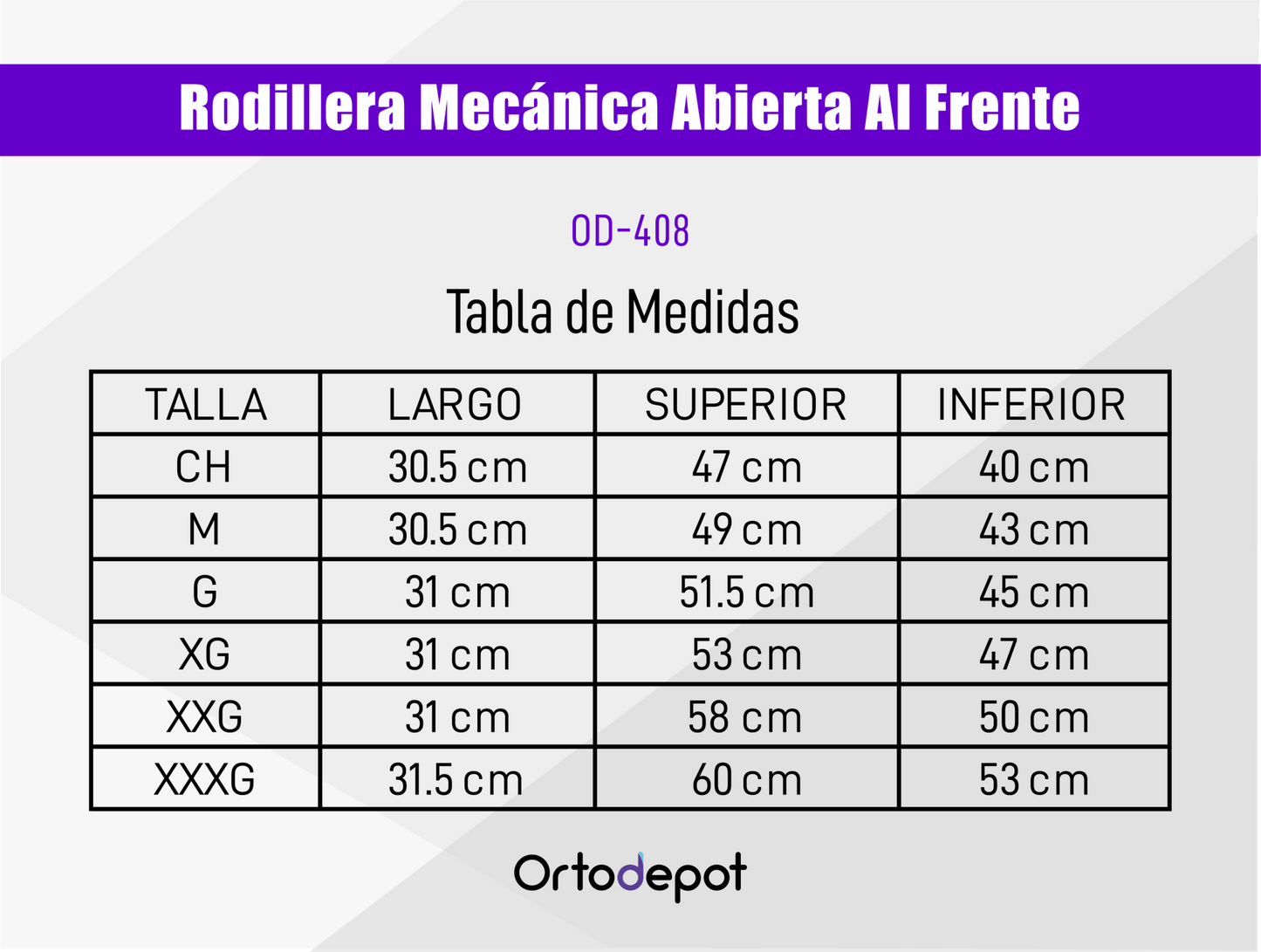 Rodillera Mecánica Abierta el Frente